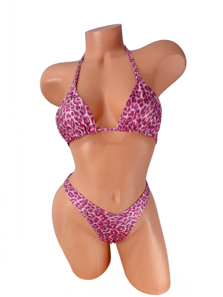 Metallic Pink Leopard European Micro Cut Bikini