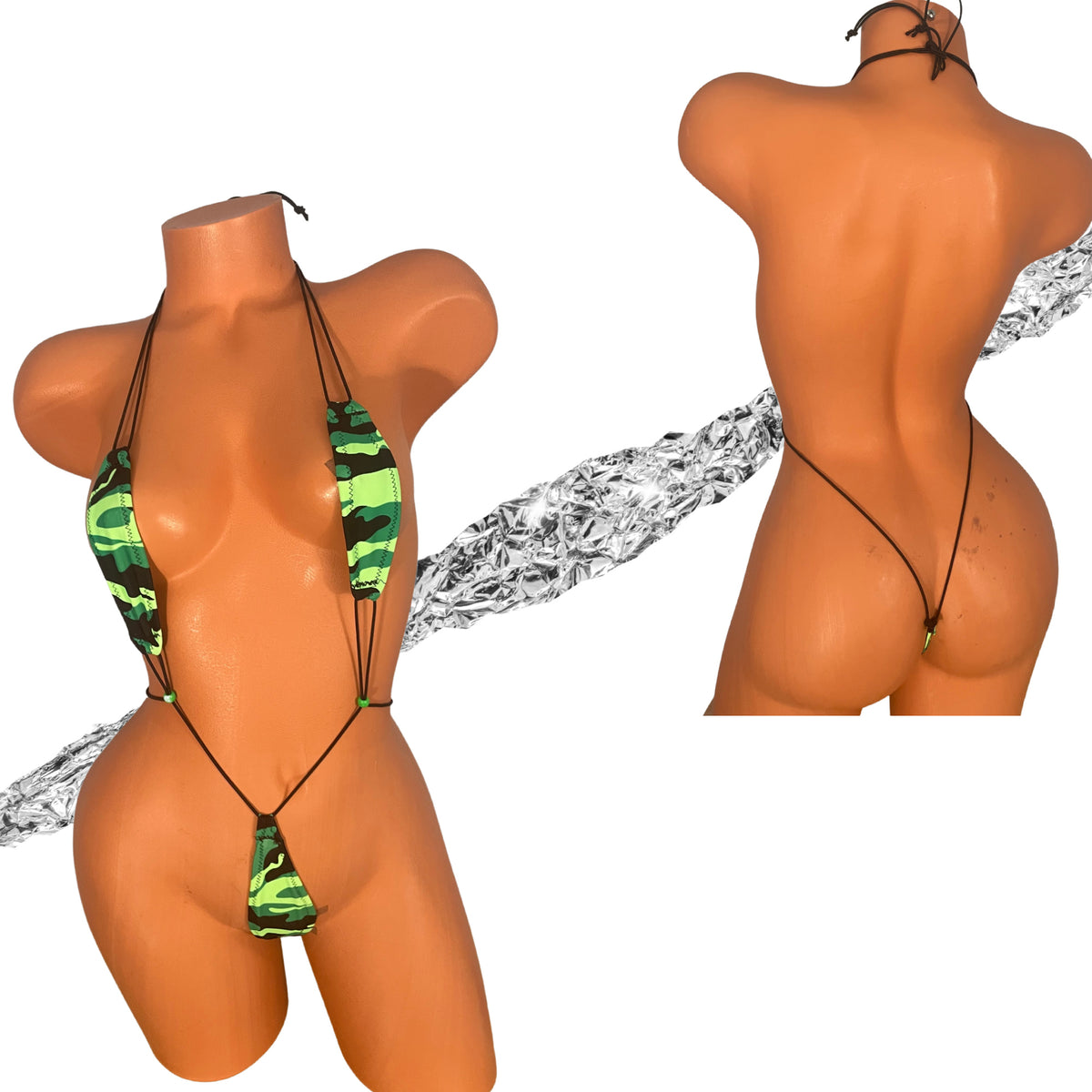 Neon Green Camouflage Slingshot Bikini – Diamond Doll Bikinis