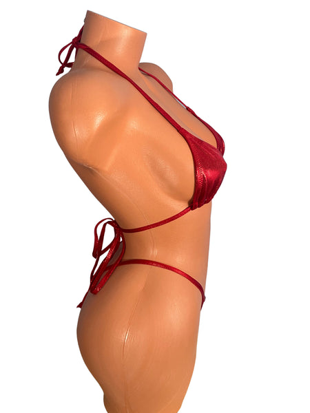 Red Mystique wide front thong bikini