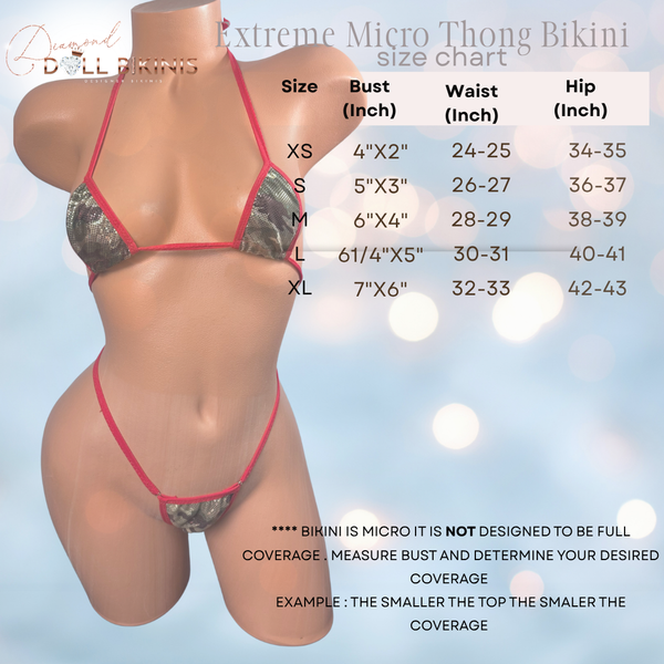 Extreme Micro Bikini Set – Barely There Bottom Red Dot Sparkle
