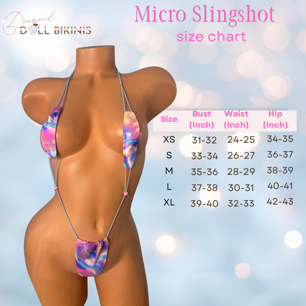 3 pc micro slingshot/ bikini bundle Neon Orange Wet Look