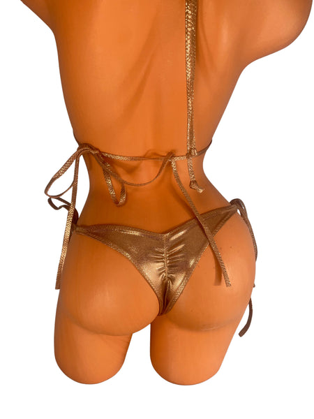 Metallic Copper Two Piece String Bikini
