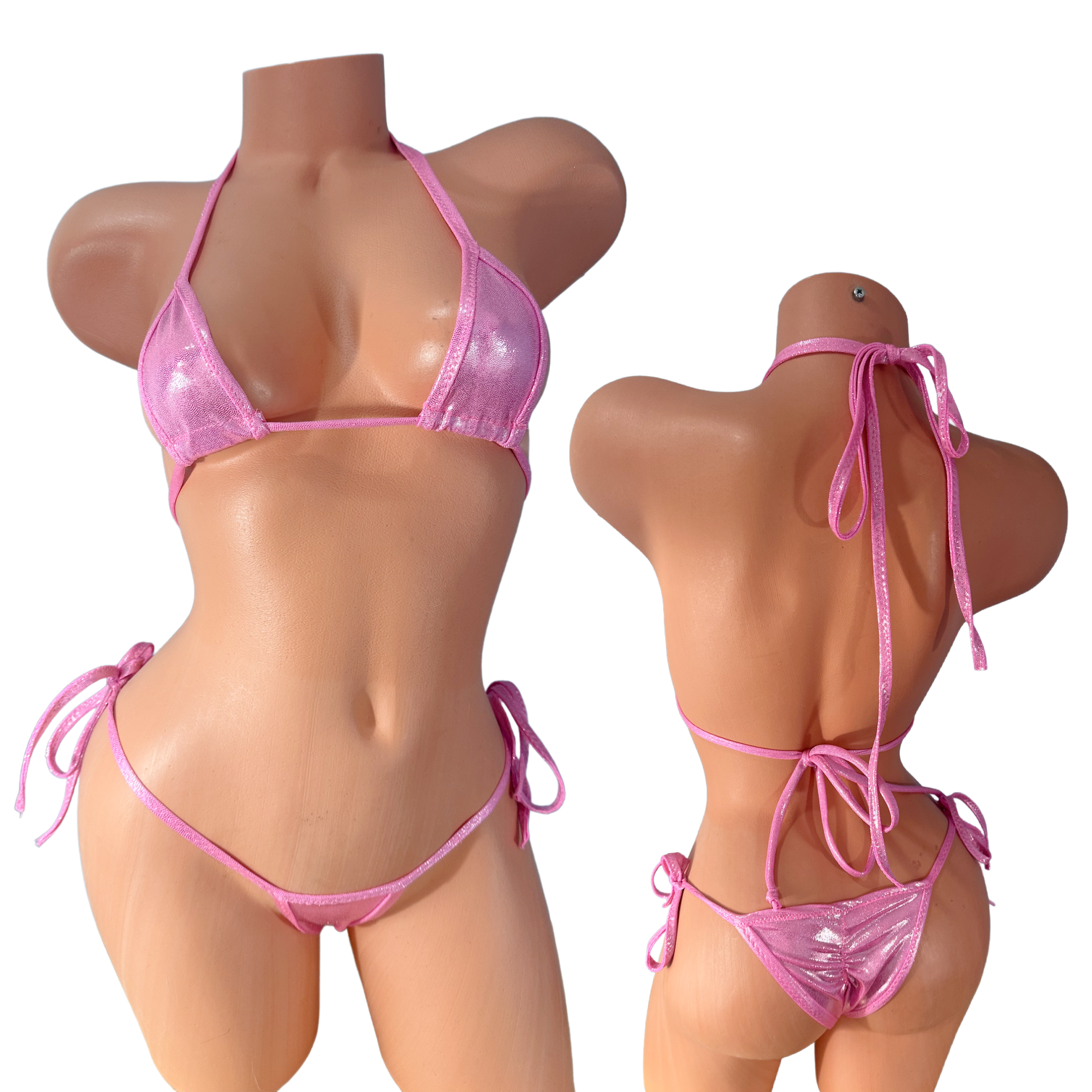 Bubblegum Pink Metallic  Micro String Bikini