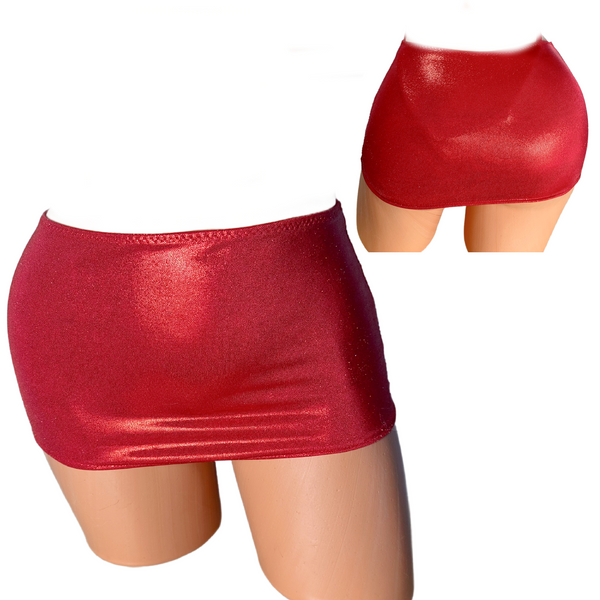 Cherry Red metallic Micro mini skirt cover up