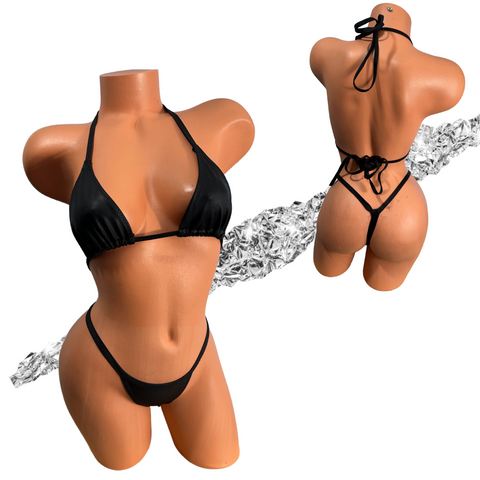 Black Matte G string thong bikini