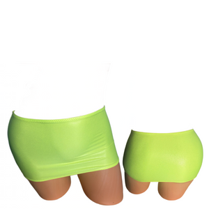 Neon yellow wet look Micro mini skirt cover up