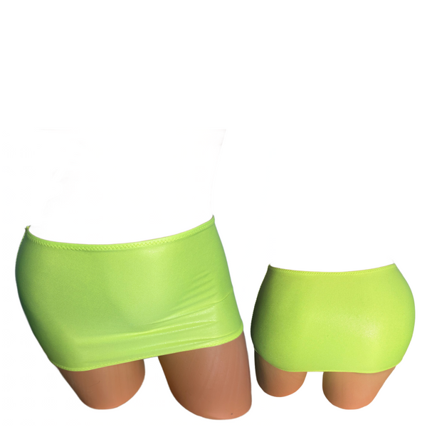 Neon yellow wet look Micro mini skirt cover up