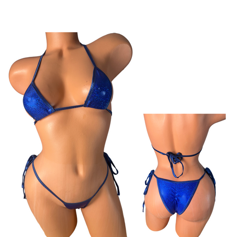 Sapphire Blue metallic Micro String Bikini