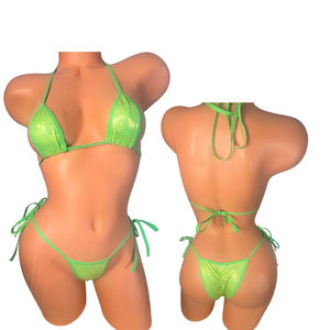Lime Green Shimmer Micro String Bikini