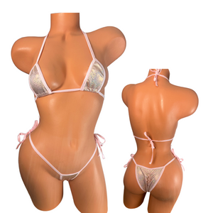 Baby Pink Sparkle micro string bikini