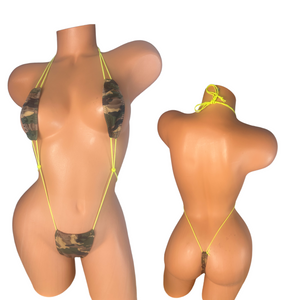 Army Green neon yellow micro slingshot bikini
