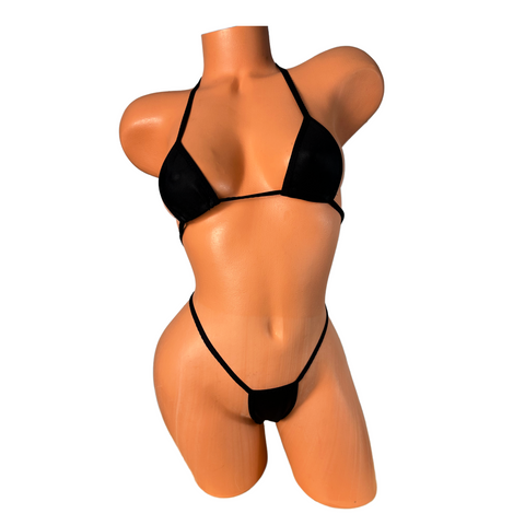 Matte Black Thong Bikini