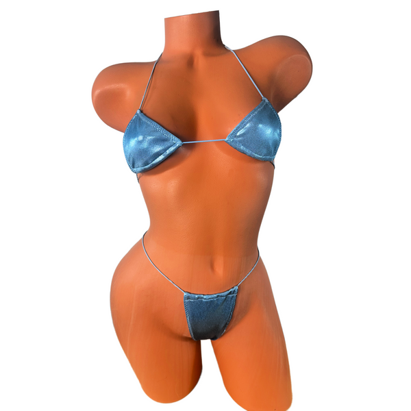 Baby Blue Metallic Mini Bikini