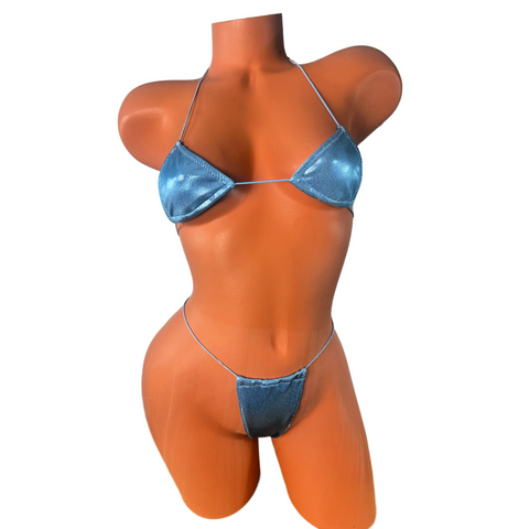 Baby Blue Metallic Mini Bikini