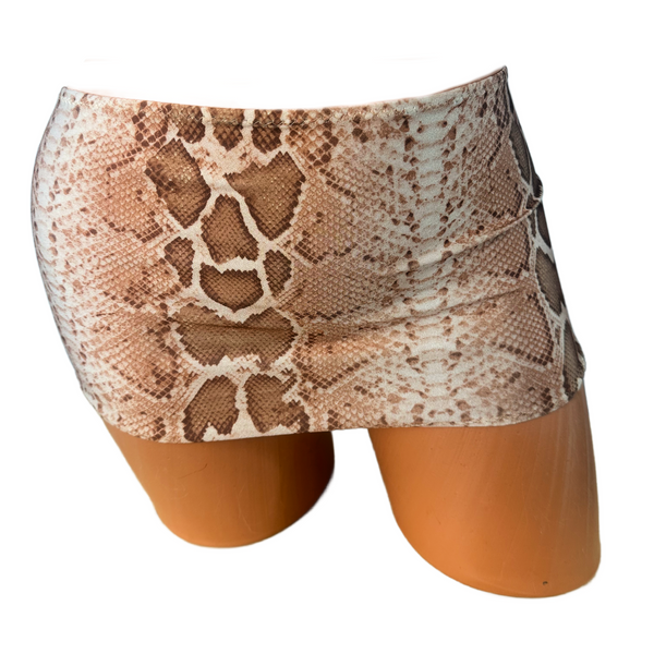 Tan Python  Print Micro Mini Skirt Cover Up