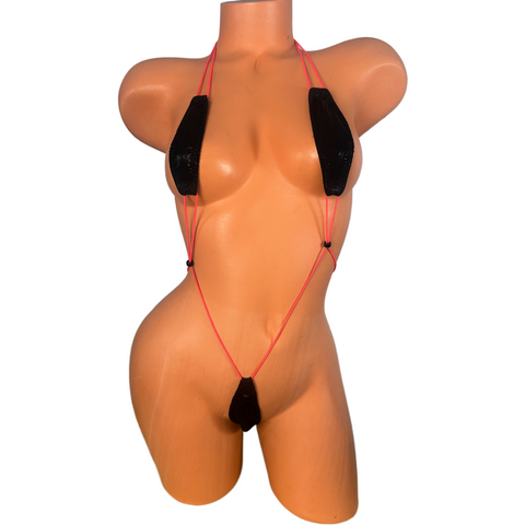 Black Wet Look Neon Pink Ties