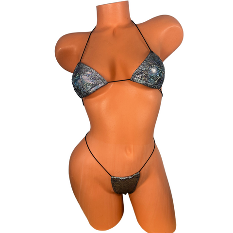 Silver on Black Mini Bikini