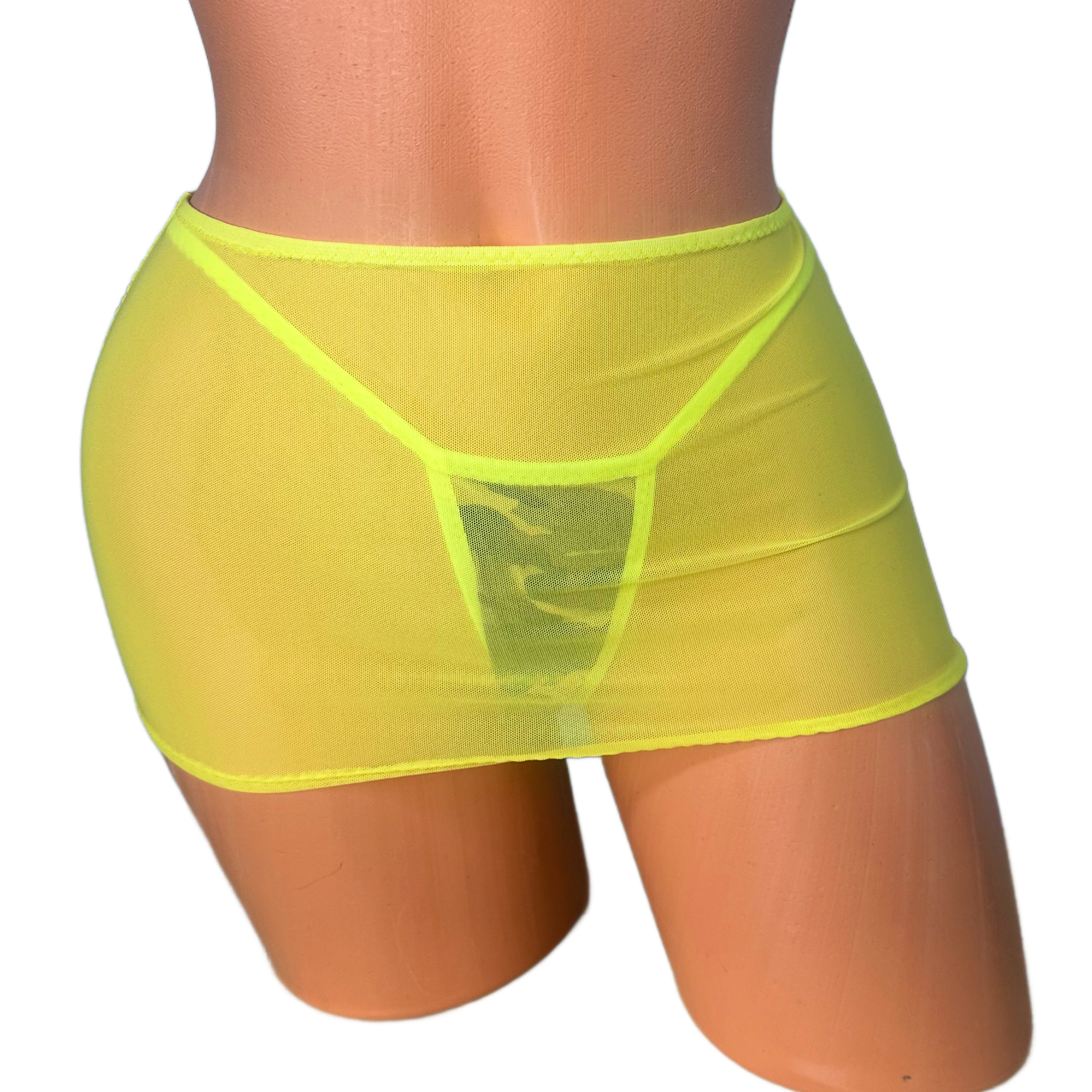 Yellow Sheer Mesh mini Skirt Cover Up