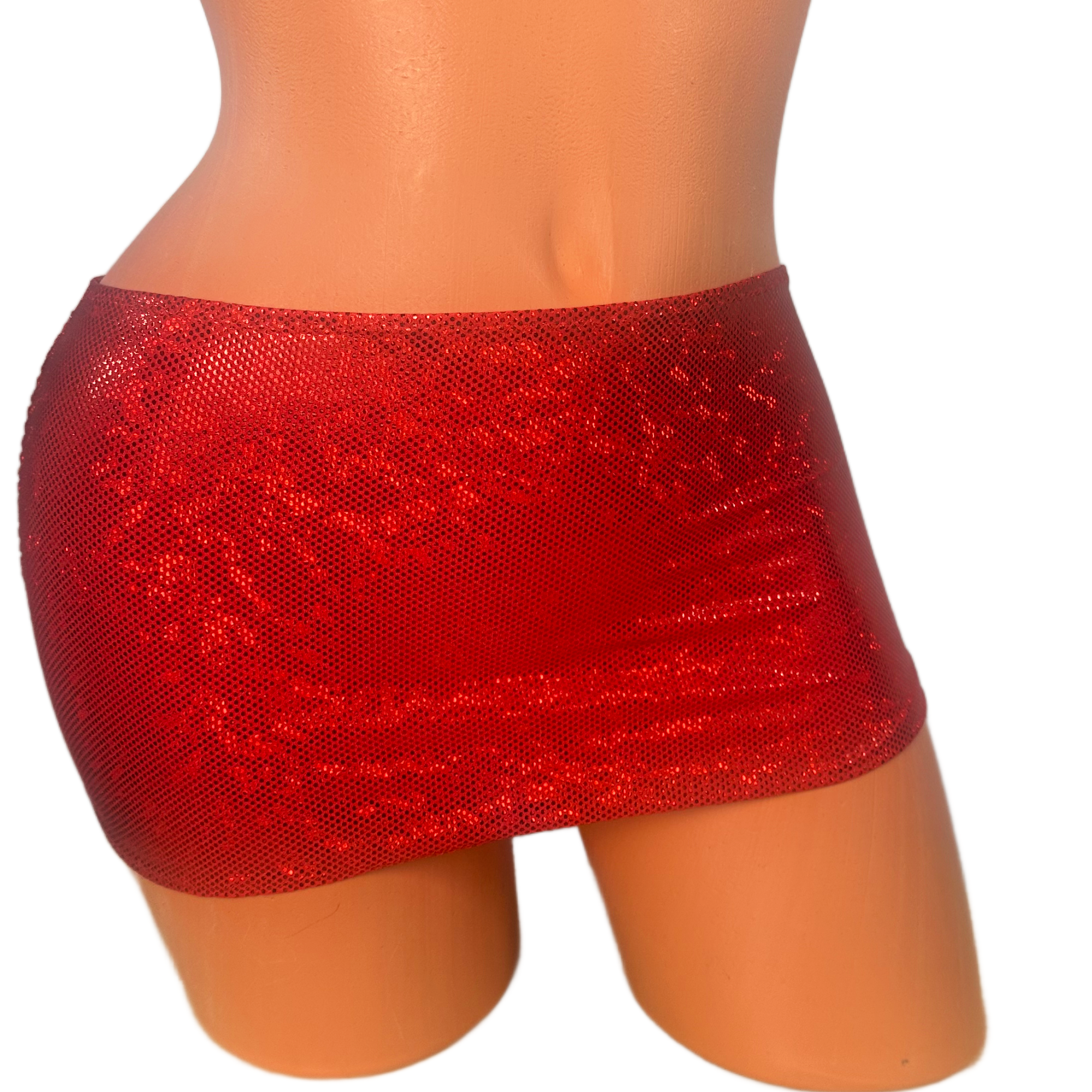 Red Shatterglass Metallic Micro mini skirt cover up