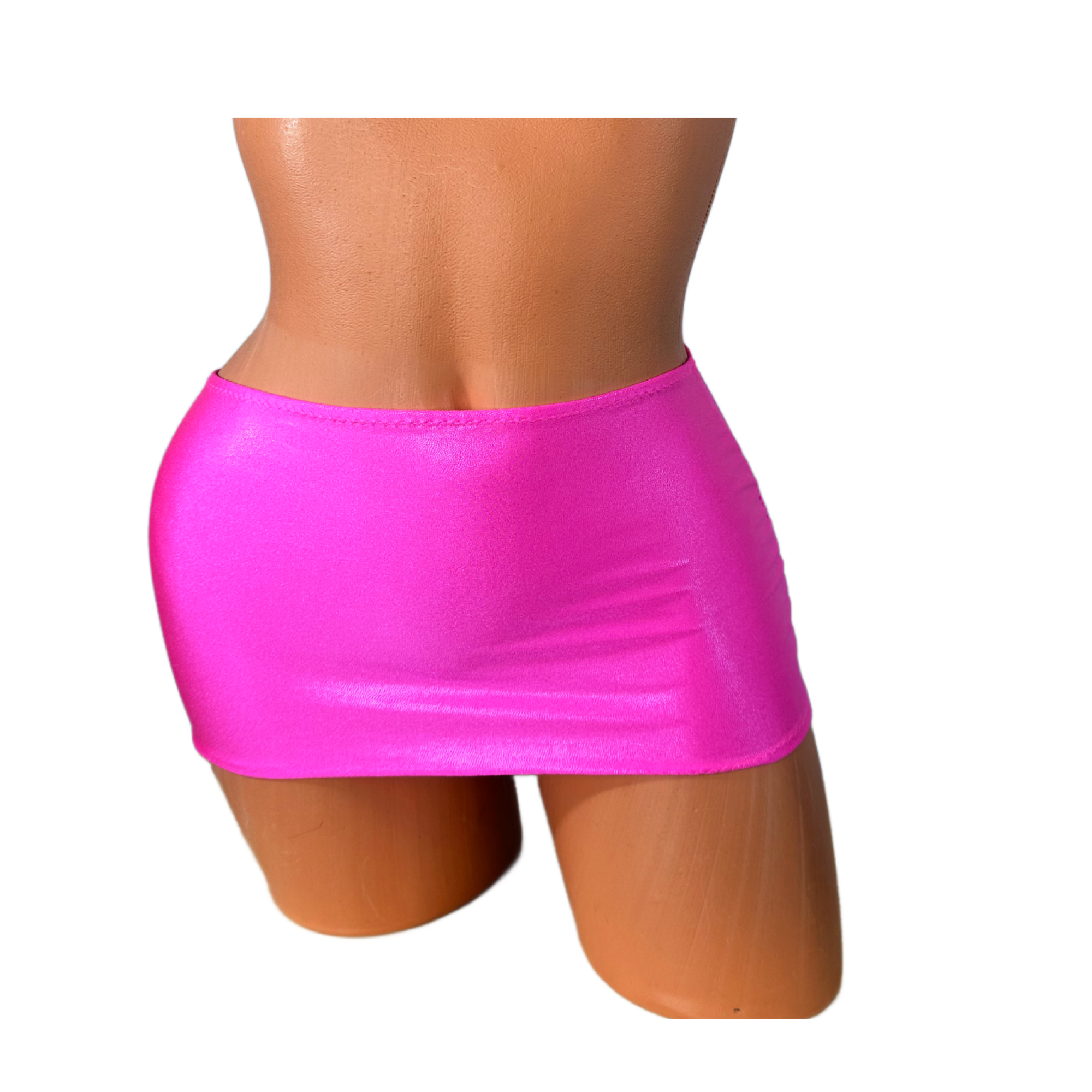 Hot Pink Wet Look Micro Mini Skirt