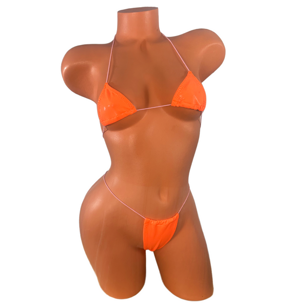 Neon orange baby pink string  Mini Bikini