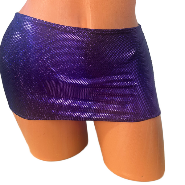 Dark Purple Metallic Micro mini skirt cover up