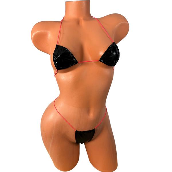 Black Patent Leather Mini Bikini