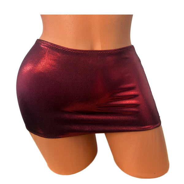 Burgundy  Red metallic Micro mini skirt cover up