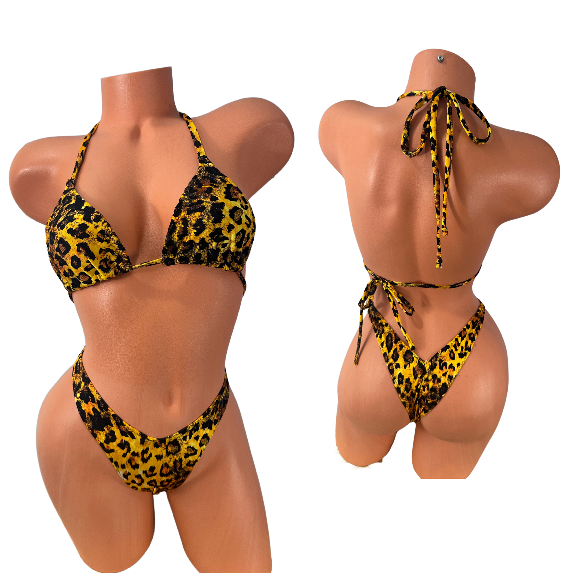 Yellow Cheetah Print Brazilian  Euro Micro Cut Bikini