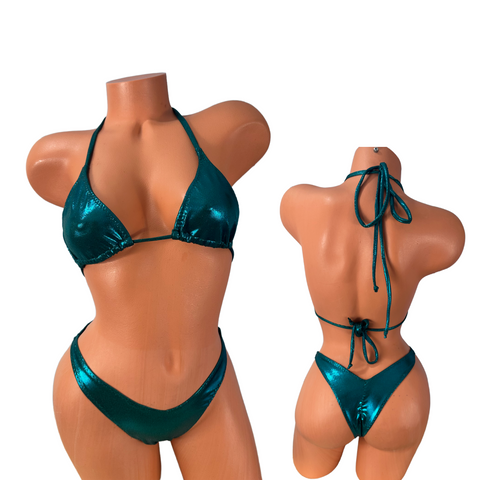 Pacific Blue and Kelly Green Euro cut Bikini