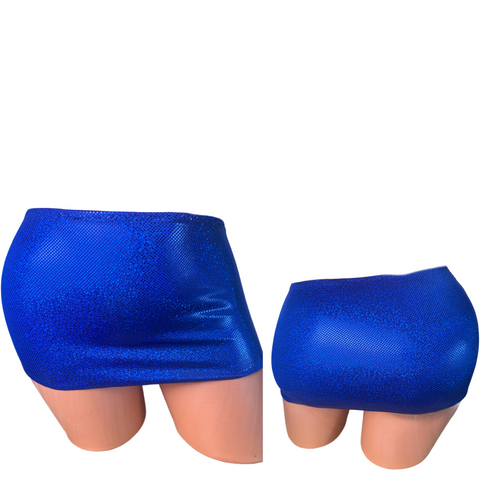 Sapphire blue metallic Micro mini skirt cover up