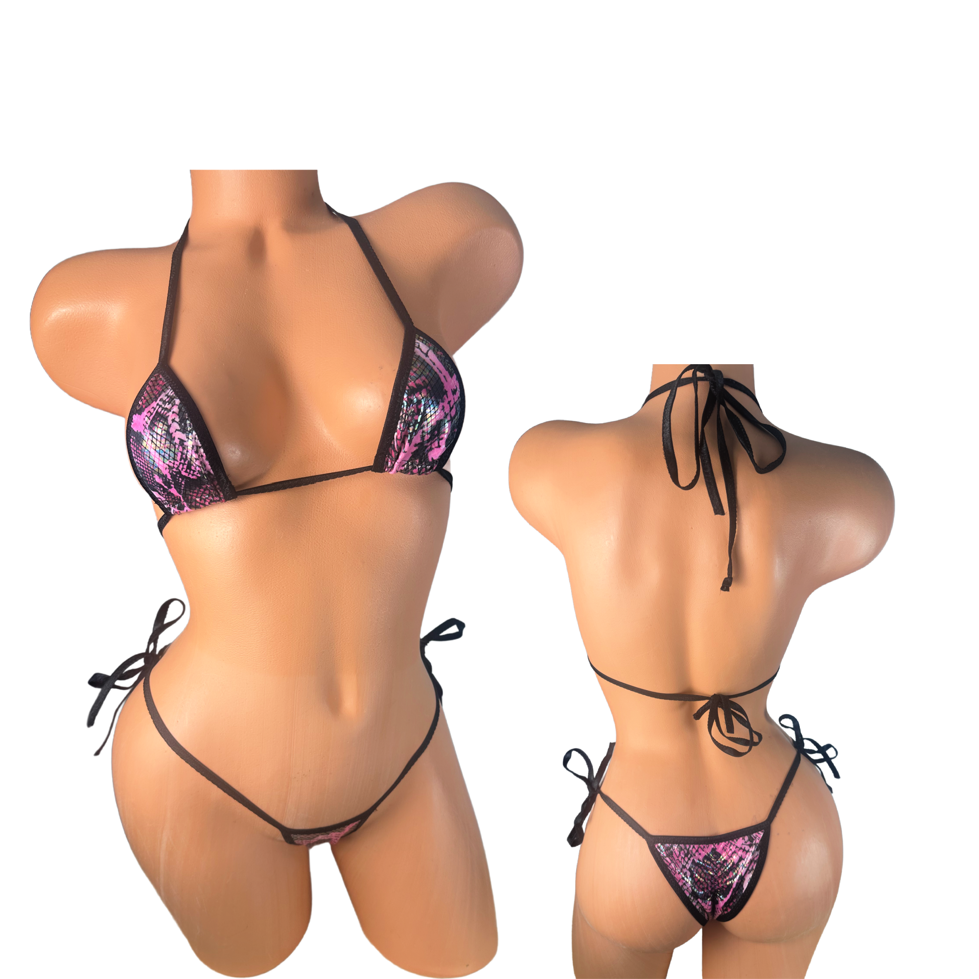 Pink Black Python  Micro String cheeky Bikini