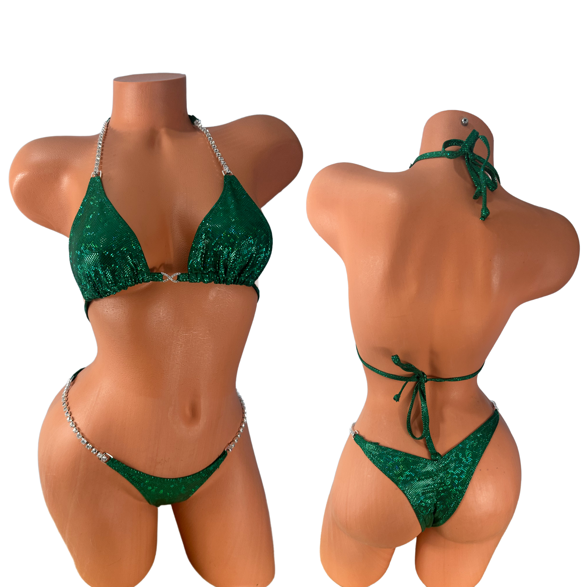 Kelly Green Shatter glass holographic Crystal Connector Bikini