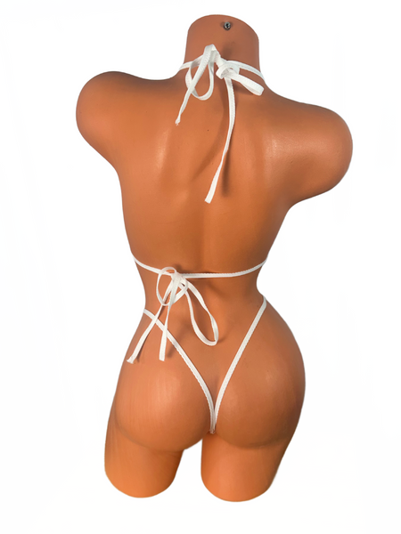 Hot Pink white trim wide front thong bikini