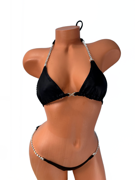 Full Black Crystal Bikini