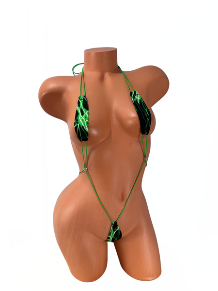 Black Neon green lightning  Slingshot Bikini