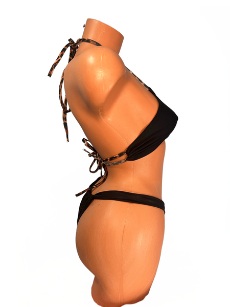 Two Piece Black Halter top black cheeky bottoms bikini