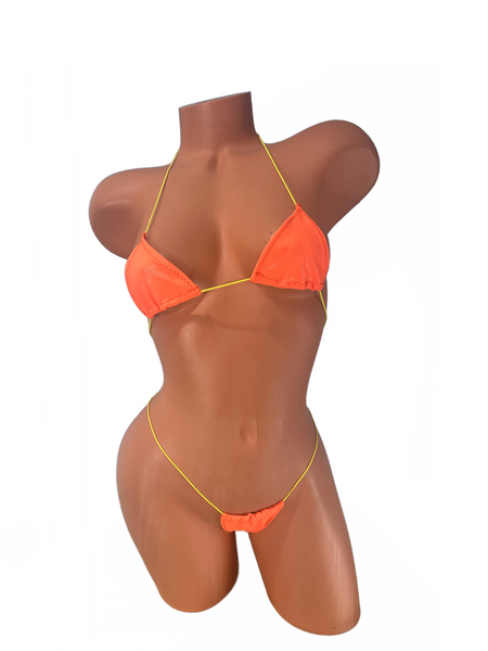 Neon Orange and yellow Micro elastic Bikini