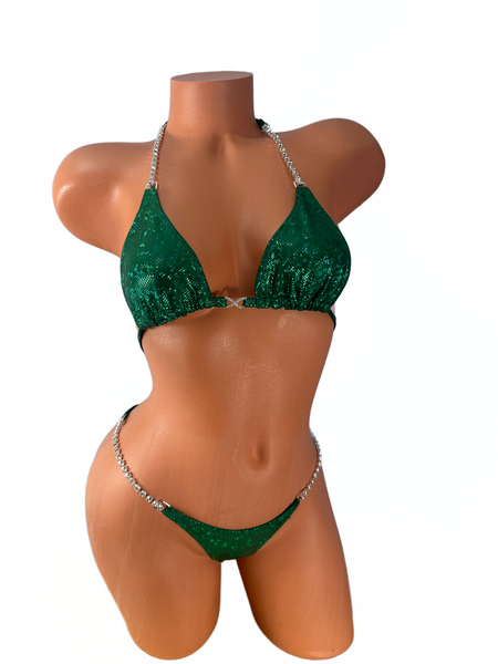 Kelly Green Shatter glass holographic Crystal Connector Bikini