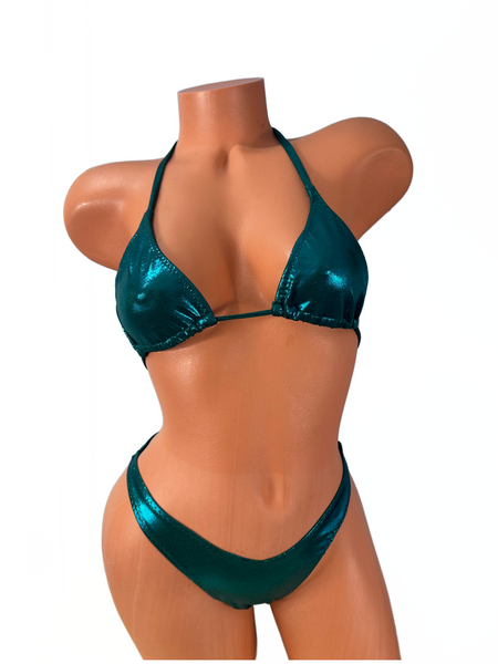 Pacific Blue and Kelly Green Euro cut Bikini