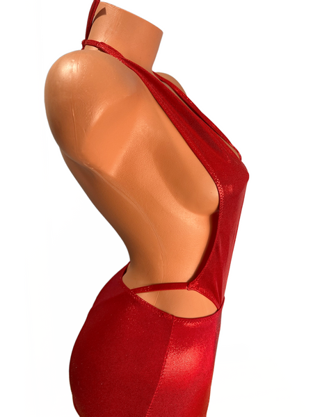 Cherry Red metallic Micro mini skirt cover up