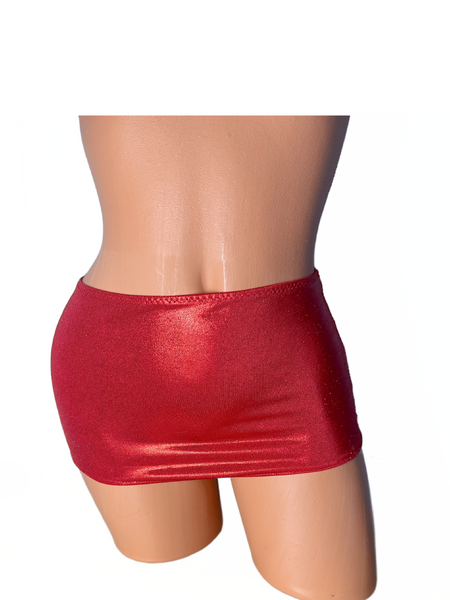 Cherry Red metallic Micro mini skirt cover up