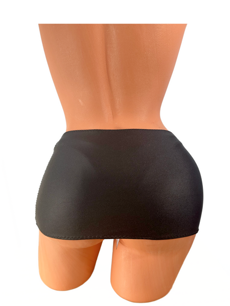 Black Matte  Micro mini skirt cover up