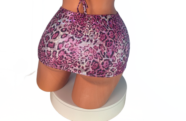 Metallic dark leopard Micro mini skirt cover up