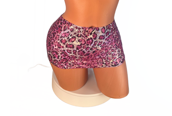 Metallic dark leopard Micro mini skirt cover up