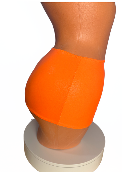 Neon orange wet look Micro mini skirt cover up