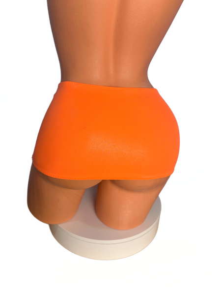 Neon orange wet look Micro mini skirt cover up