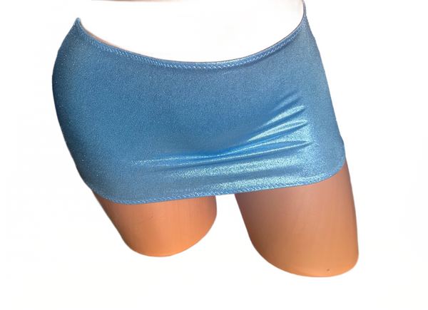 Metallic baby blue spandex Micro mini skirt cover up