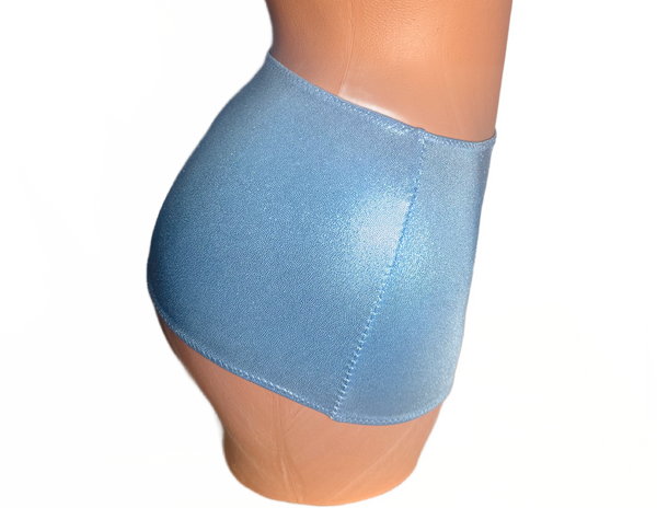 Metallic baby blue spandex Micro mini skirt cover up