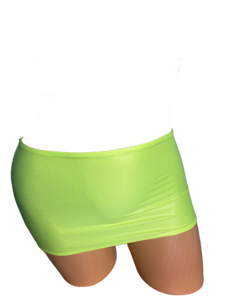 Neon yellow wet look Micro mini skirt cover up